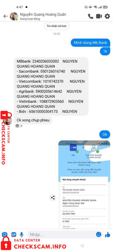 Preuves contre Quang Hoàng Quân