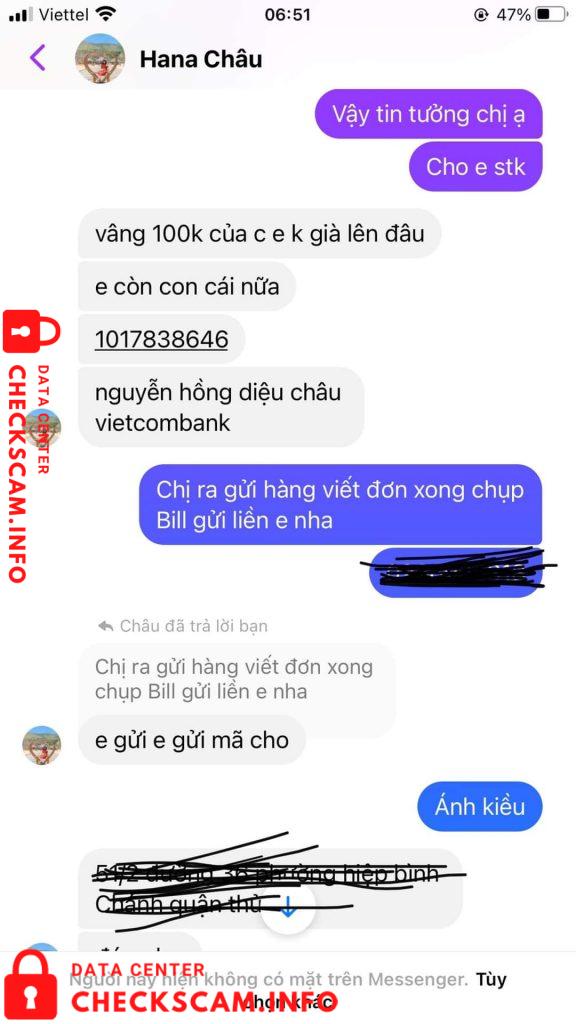 Bukti melawan Nguyễn Hồng Diệu Châu