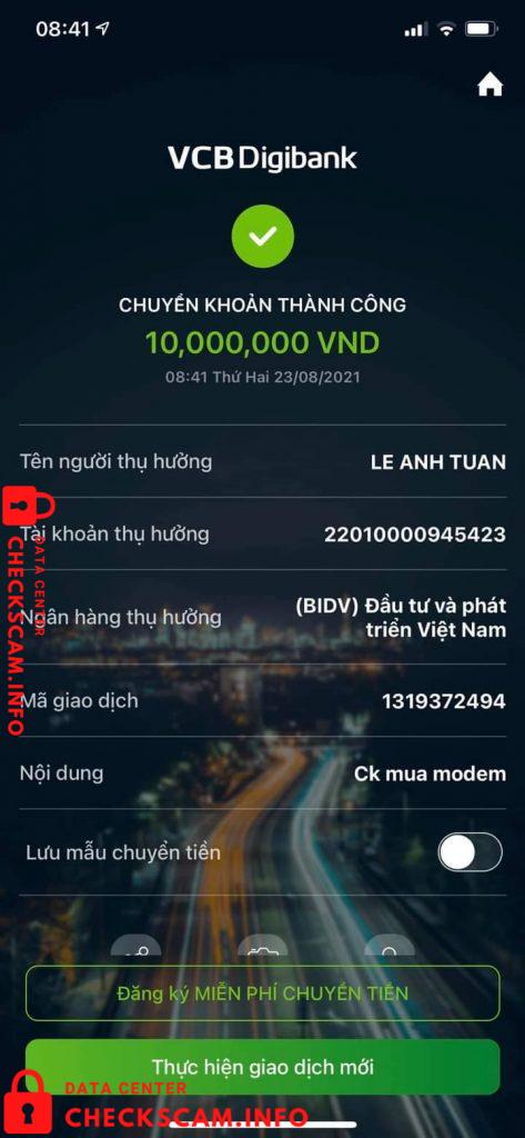 Bukti melawan Le Anh Tuan