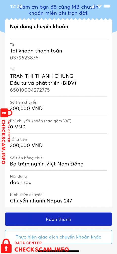 Preuves contre Tran Thi Thanh Chung