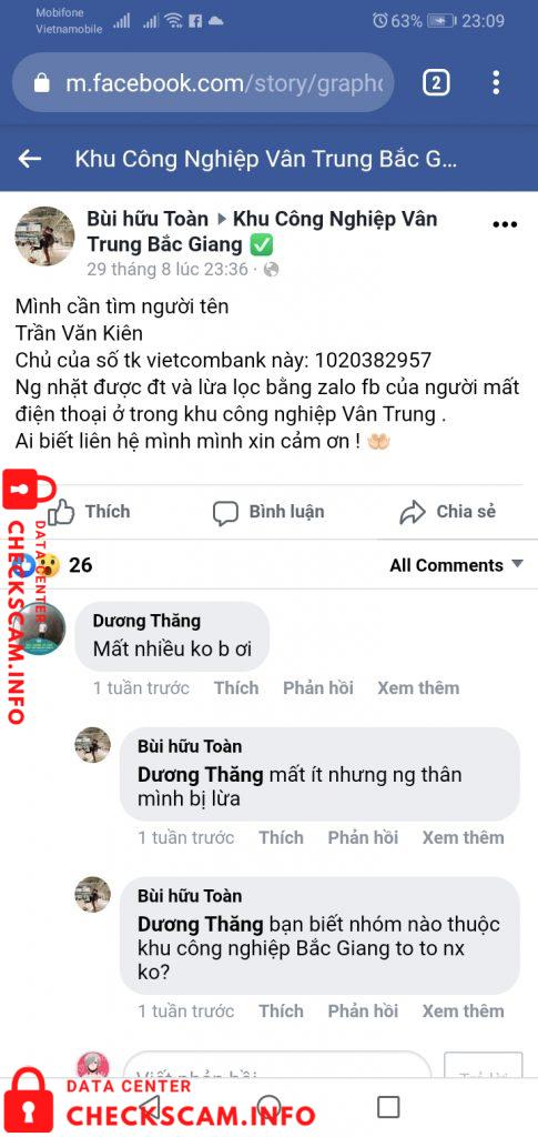Preuves contre Tran Van Kien