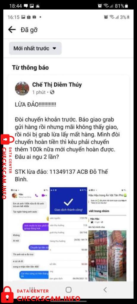 针对的证据 Đỗ Thế Bình