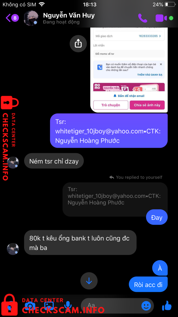 针对的证据 Nguyễn Văn Huy