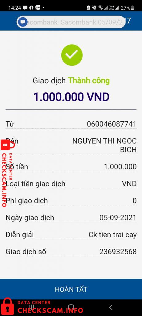 针对的证据 Nguyen Thi Ngoc Bich