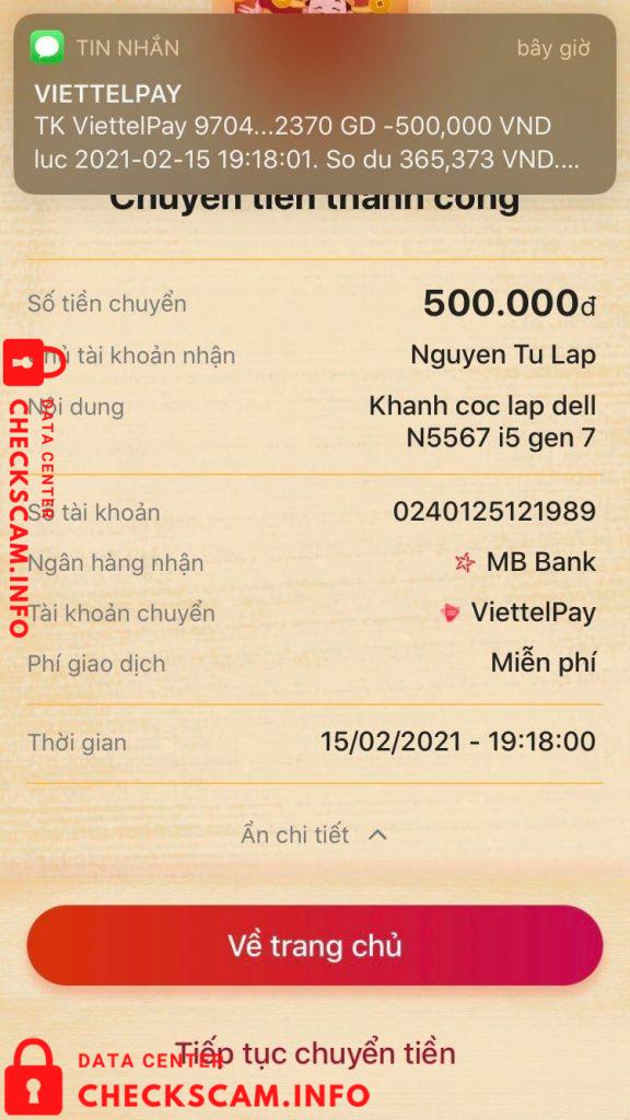 针对的证据 Nguyễn Tự Lập.