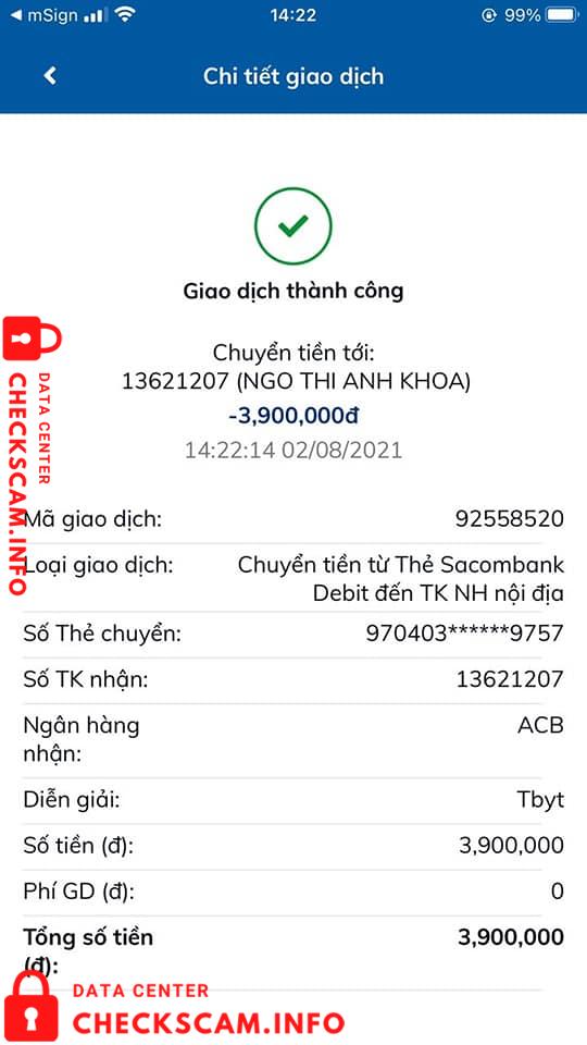 针对的证据 Ngo Thi Anh Khoa