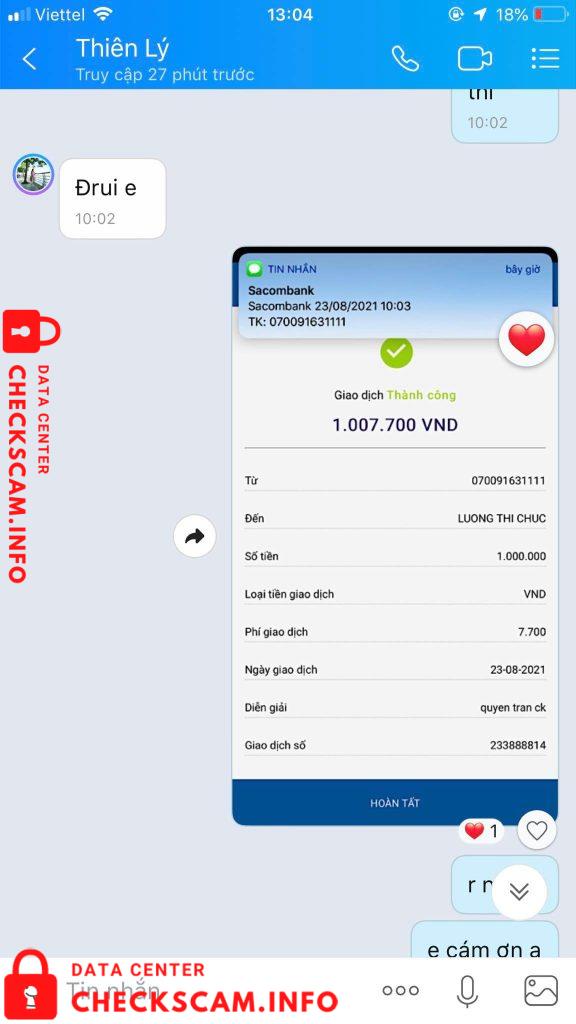 针对的证据 Lương Thị Chúc
