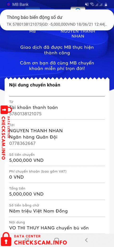 针对的证据 Nguyễn Thành Nhân
