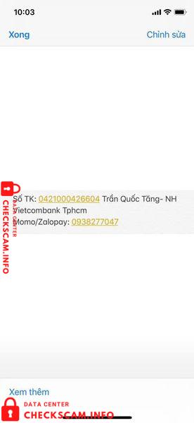 针对的证据 Trần Quốc Tăng