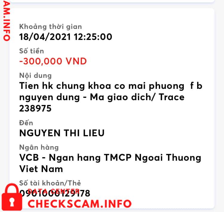 対する証拠 Nguyen Thi Lieu