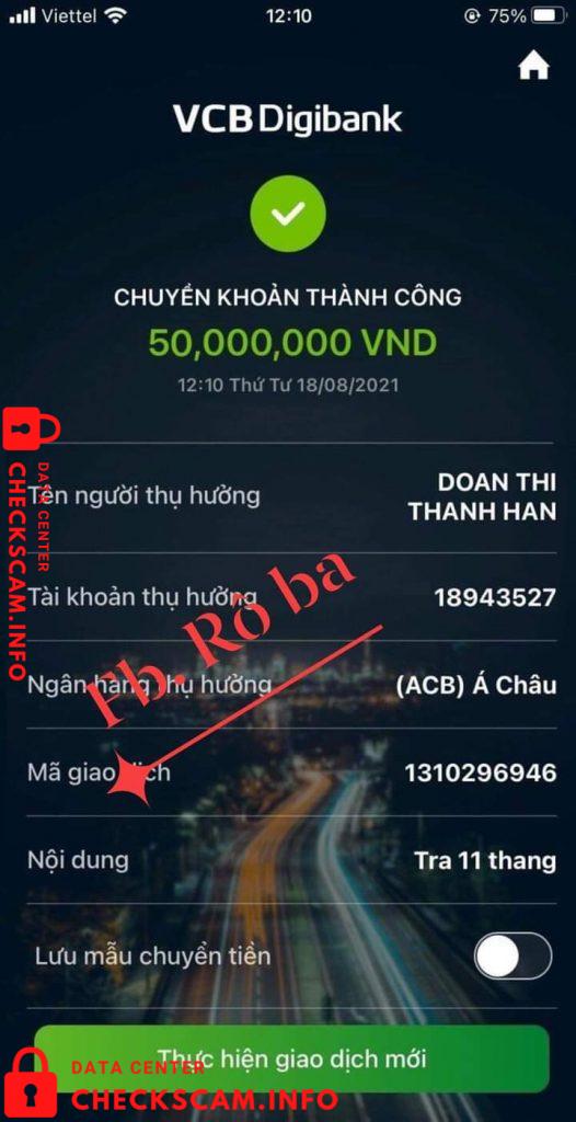 対する証拠 Đoàn Thị Thanh Hân