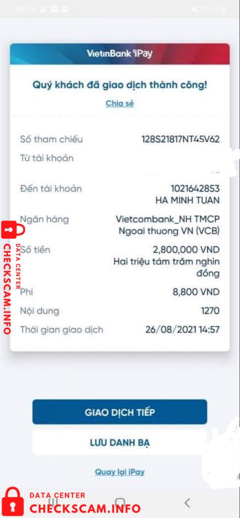 対する証拠 Ha Minh Tuan