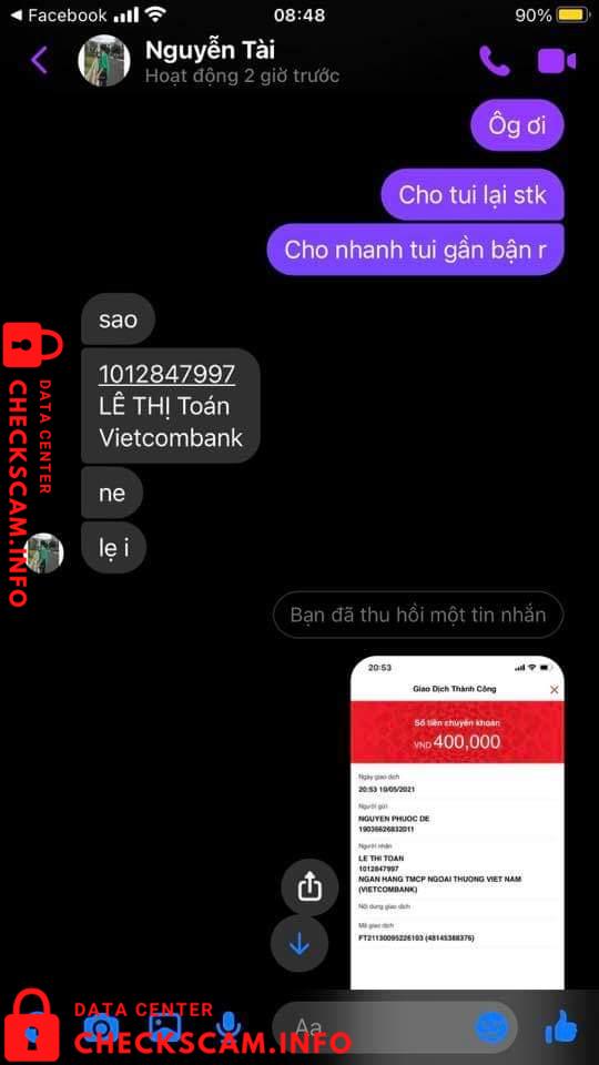 対する証拠 Lê Thị Toán