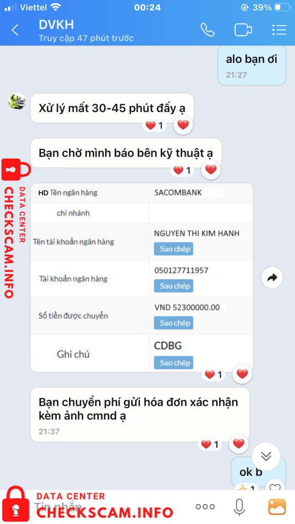 対する証拠 Nguyen Kim Hanh