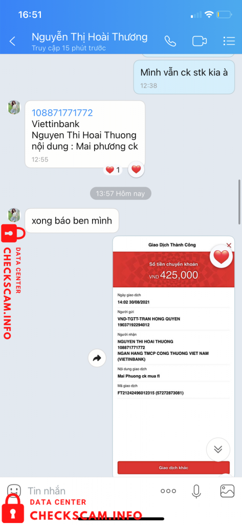 対する証拠 Nguyen Thi Hoai Thuong