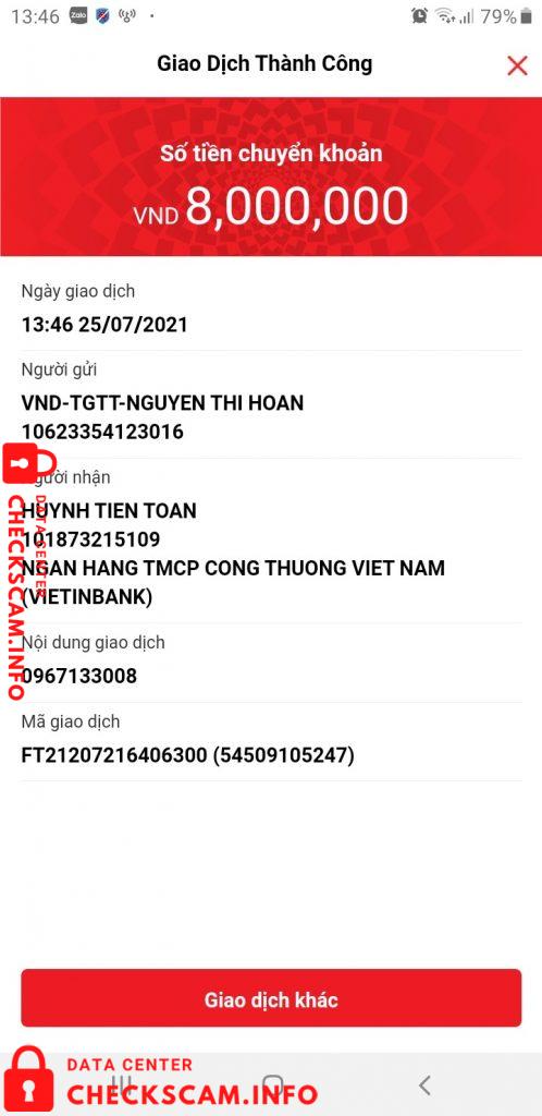 対する証拠 Huynh Tien Toan