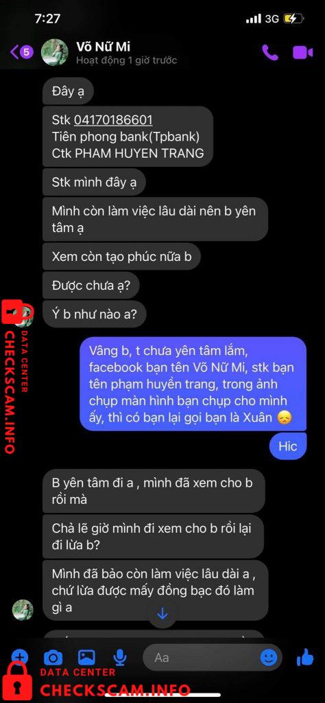 対する証拠 Pham Huyen Trang