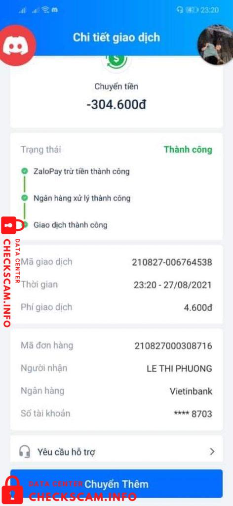 対する証拠 Lê Thị Phuong