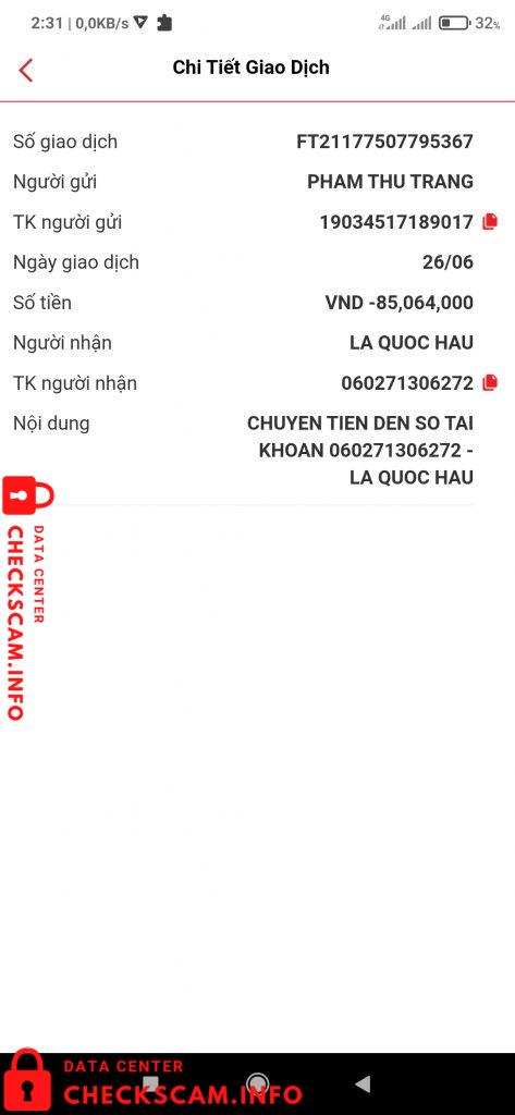 対する証拠 La Quốc Hậu