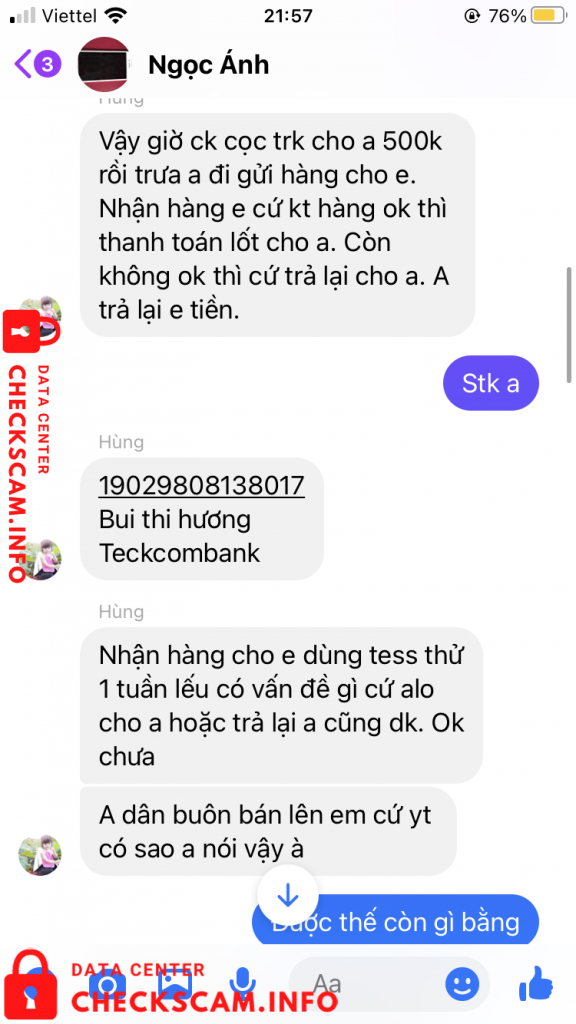 対する証拠 Bui Thi Huong