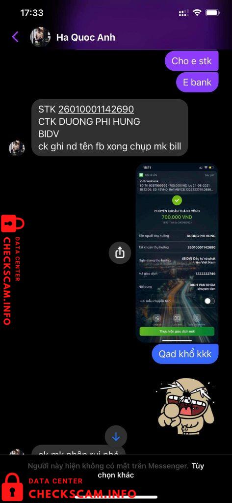 针对的证据 Duong Phi Hùng