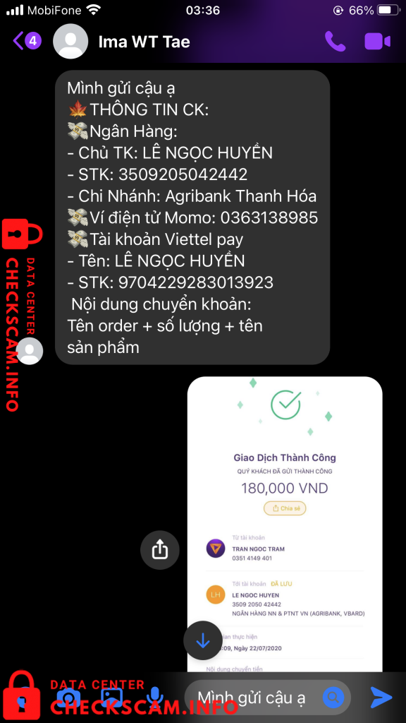 针对的证据 Lê Ngọc Huyền
