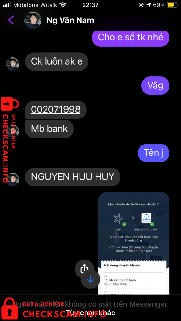 针对的证据 Nguyen Huu Huy