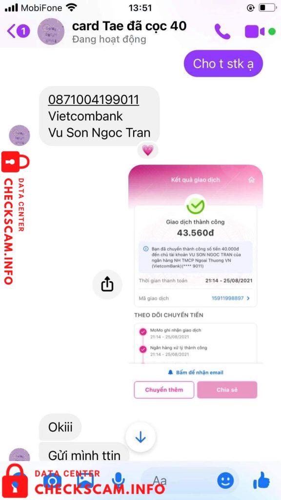 针对的证据 Vu Son Ngoc Tran
