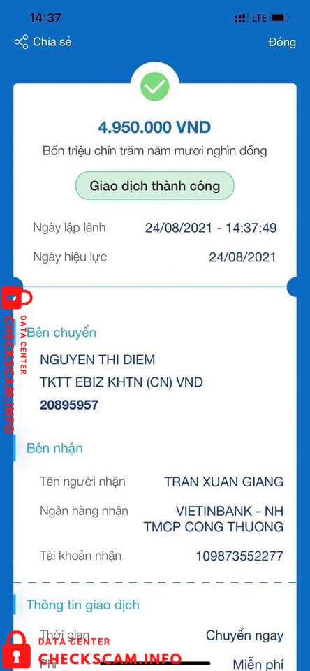 针对的证据 Trần Xuân Giang