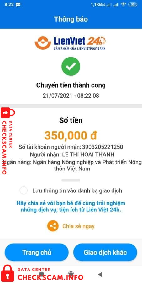 针对的证据 Le Thi Hoai Thanh