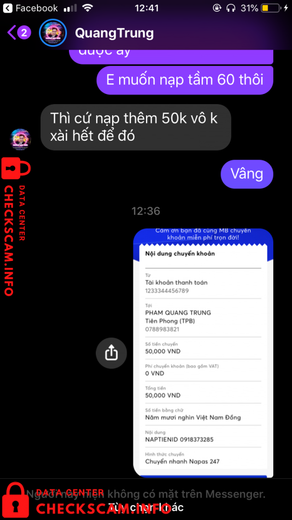 针对的证据 Phạm Quang Trung