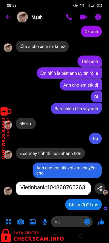 针对的证据 Nguyễn Thế Mạnh