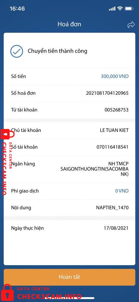 针对的证据 Lê Tuấn Kiệt