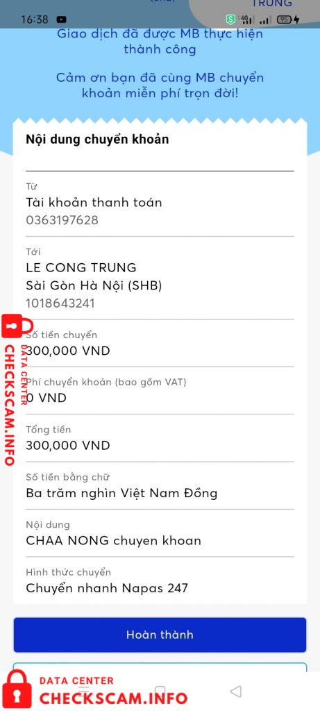 针对的证据 Lê Công Trung
