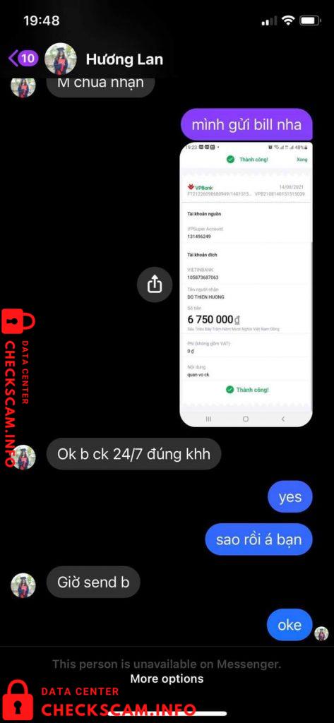 Evidencia contra Do Thien Huong
