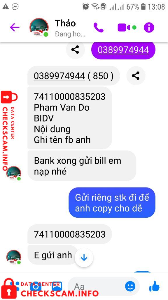 Evidência contra Phạm Văn Độ