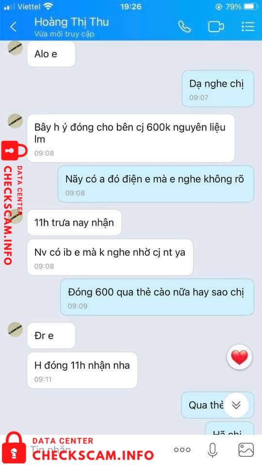 Evidência contra Hoang Thi Thu