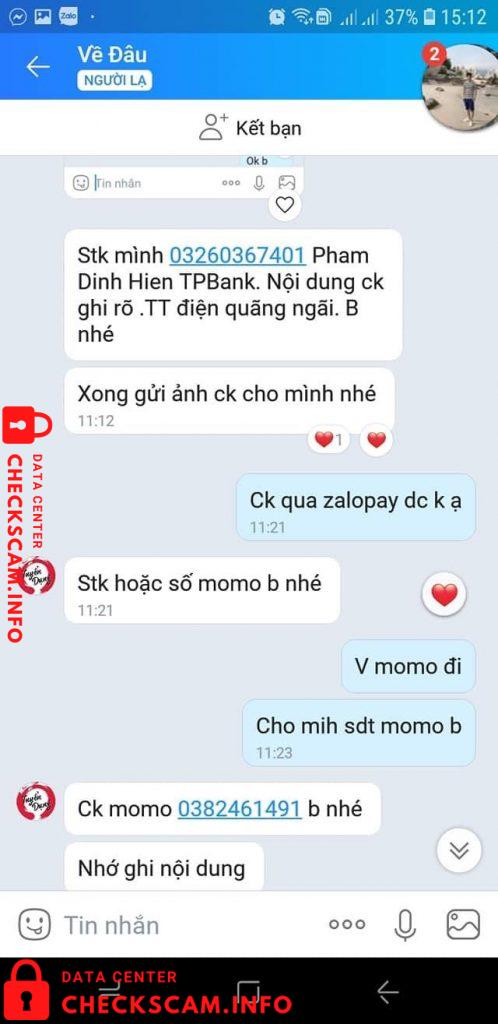 Evidencia contra Pham Dinh Hien