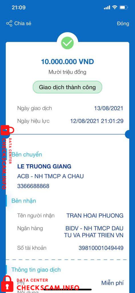 Evidence against Trần Hoài Phương