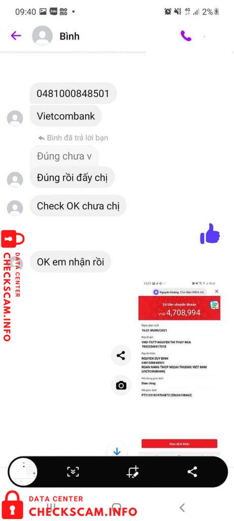 Evidencia contra Nguyen Duy Binh
