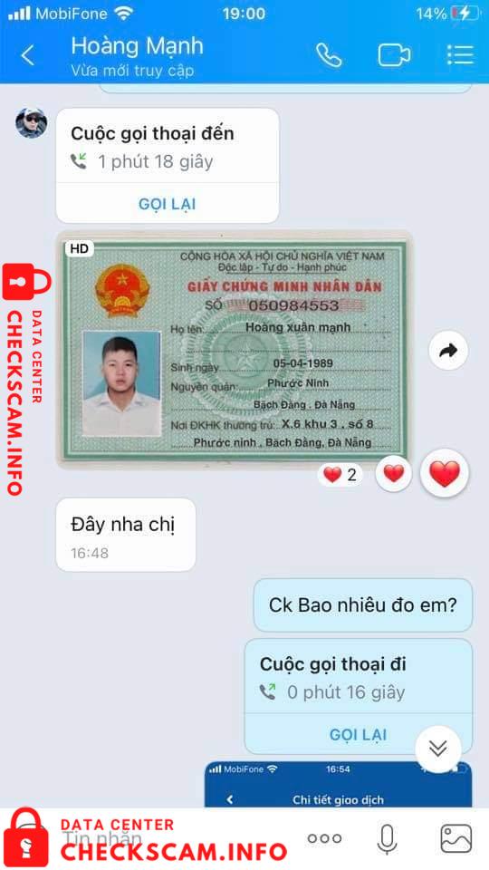 หลักฐานที่เป็นโทษต่อ Hoàng Xuân Mạnh