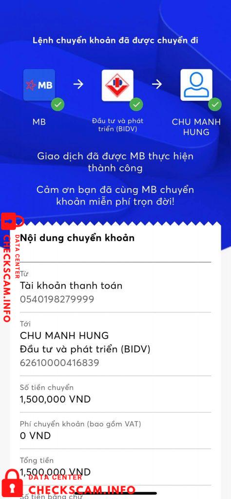 หลักฐานที่เป็นโทษต่อ Chu Manh Hung