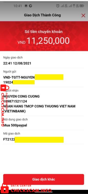 หลักฐานที่เป็นโทษต่อ Nguyen Cong Cuong