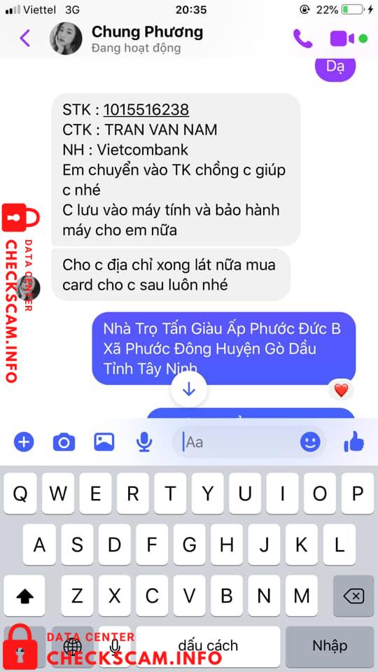 Evidência contra Tran Van Nam
