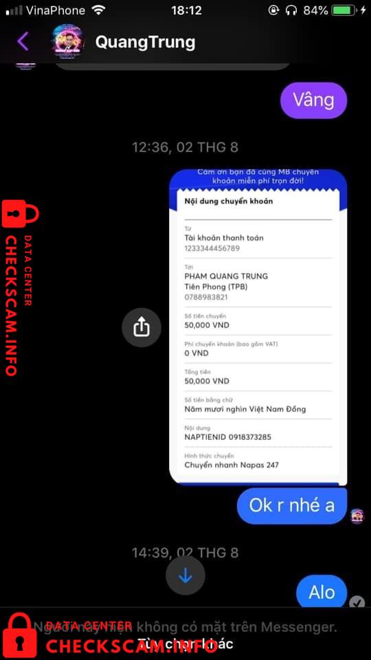 Evidência contra Pham Quang Trung