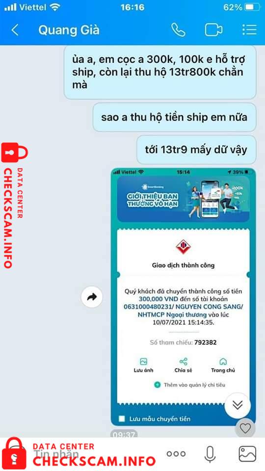 针对的证据 Nguyễn Công Sang