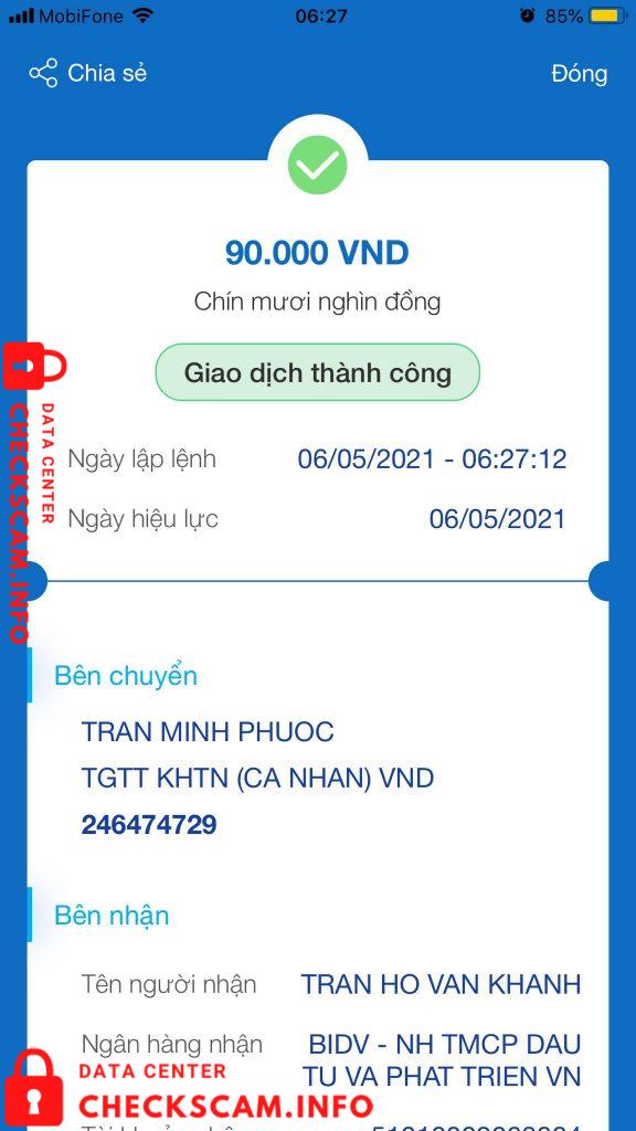 Evidencia contra Tran Ho Van Khanh