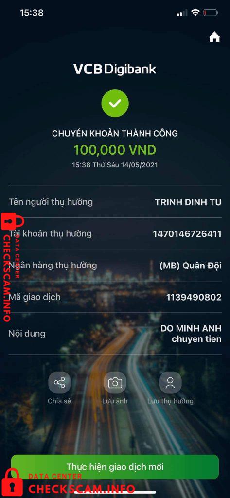 Evidencia contra Trịnh Đình Tú