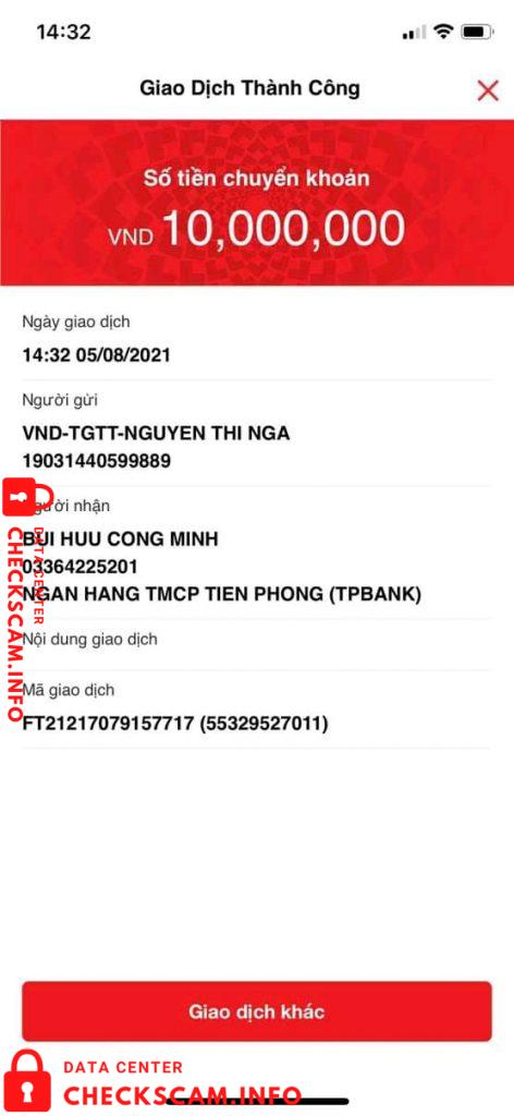 Evidence against Bùi Hữu Công Minh