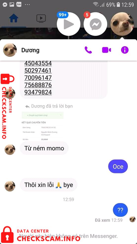 Evidencia contra Nguyễn Minh Dương